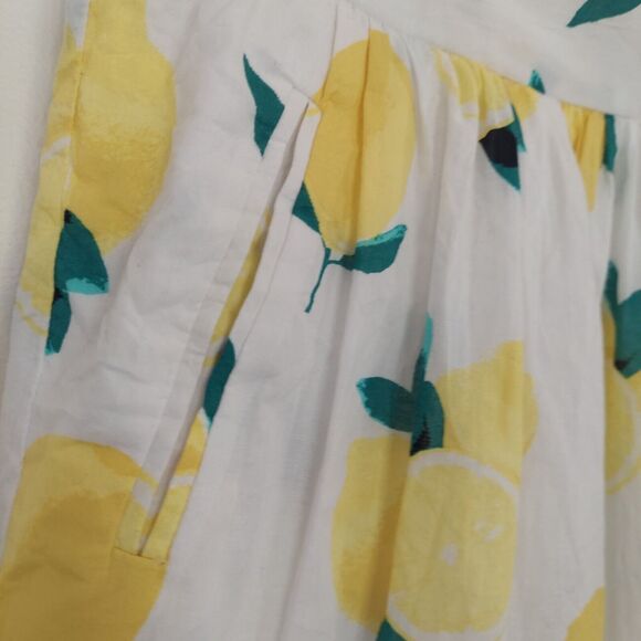 Cynthia Rowley Lemon Print Skirt Size 8 A-Line Flare White - Picture 7 of 10